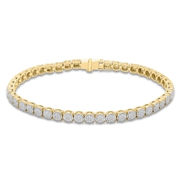 Men's Diamond Composite Round Link Tennis Bracelet 1-1/3 ct tw 10K Yellow Gold 8.5"