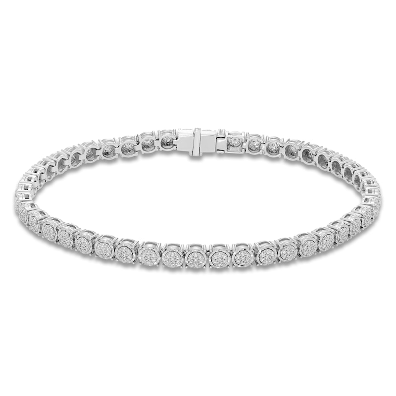 Main Image 1 of Men's Multi-Diamond Tennis Bracelet 1-1/3 ct tw 10K White Gold 8.5"