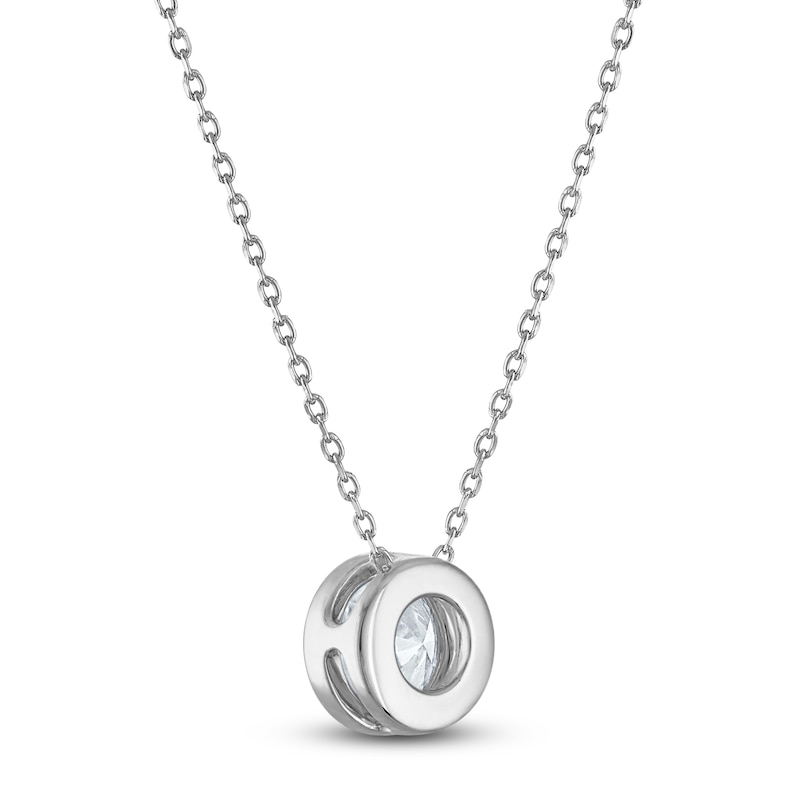 Main Image 3 of Certified Round-Cut Diamond Bezel-Set Solitaire Necklace 1-1/2 ct tw 14K White Gold 18" (I1/I)