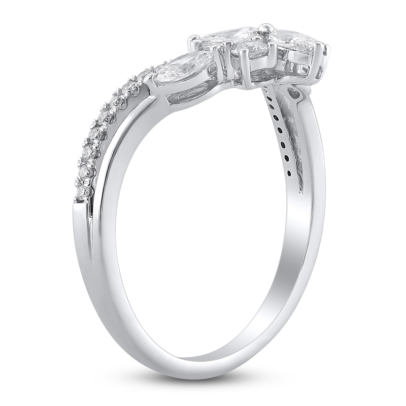 Main Image 2 of Certified Diamond Marquise & Round-Cut Contour Ring 5/8 ct tw 14K White Gold