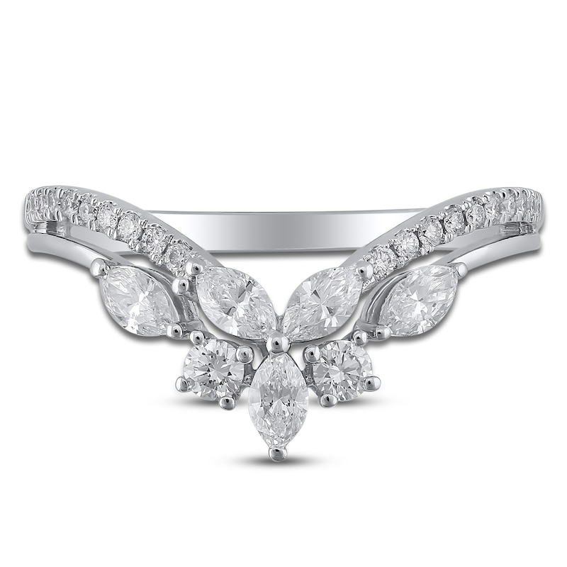 Main Image 3 of Certified Diamond Marquise & Round-Cut Contour Ring 5/8 ct tw 14K White Gold