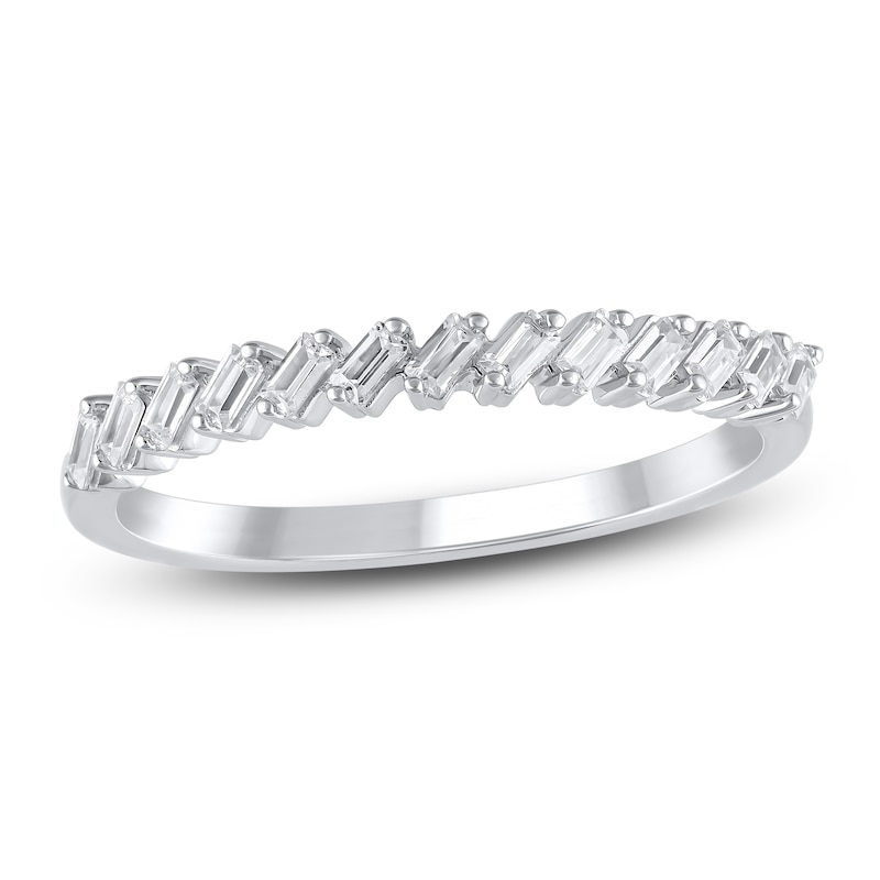 Main Image 1 of Certified Diamond Baguette-Cut Anniversary Ring 1/4 ct tw 14K White Gold