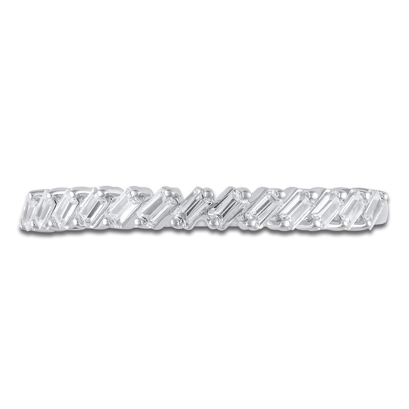 Main Image 3 of Certified Diamond Baguette-Cut Anniversary Ring 1/4 ct tw 14K White Gold