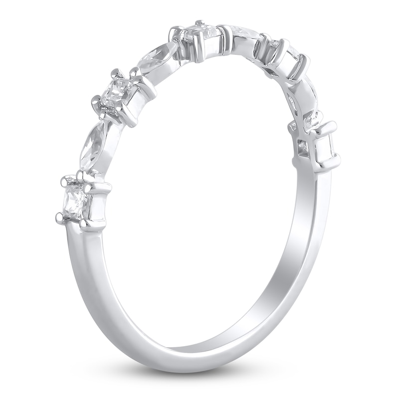Main Image 2 of Certified Diamond Princess & Marquise-Cut Anniversary Ring 1/2 ct tw 14K White Gold