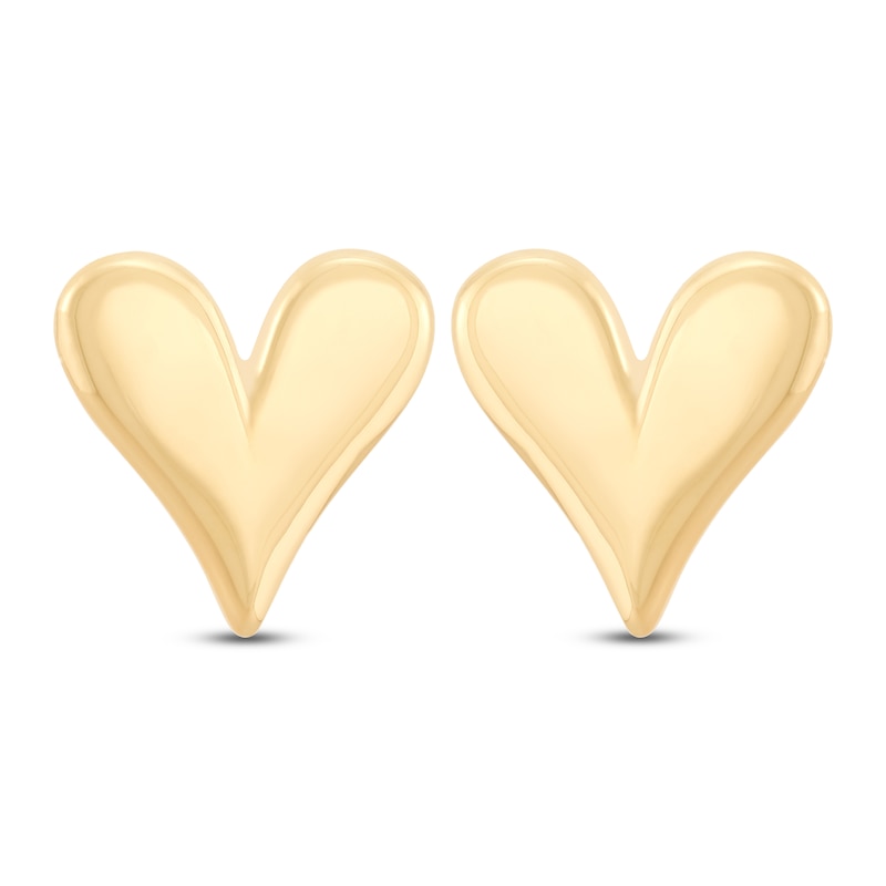 Main Image 1 of Italia D'Oro Puff Heart Stud Earrings 14K Yellow Gold