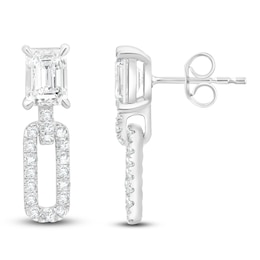 Emerald-Cut Lab-Grown Diamond Doorknocker Earrings 2 1/2 ct tw 14K White Gold