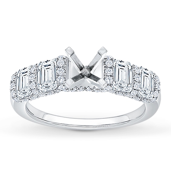 Chosen Certified Emerald-Cut Diamond Engagement Ring Setting 1-3/4 ct tw 18K White Gold