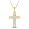 Thumbnail Image 1 of Men's Diamond Cross Necklace 1/8 ct tw Stainless Steel & Yellow Ion Plating 24"