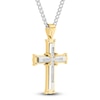 Thumbnail Image 2 of Men's Diamond Cross Necklace 1/8 ct tw Stainless Steel & Yellow Ion Plating 24"