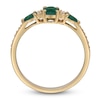 Thumbnail Image 2 of Oval-Cut & Pear-Shaped Natural Emerald & Diamond Three-Stone Ring 1/15 ct tw 14K Yellow Gold