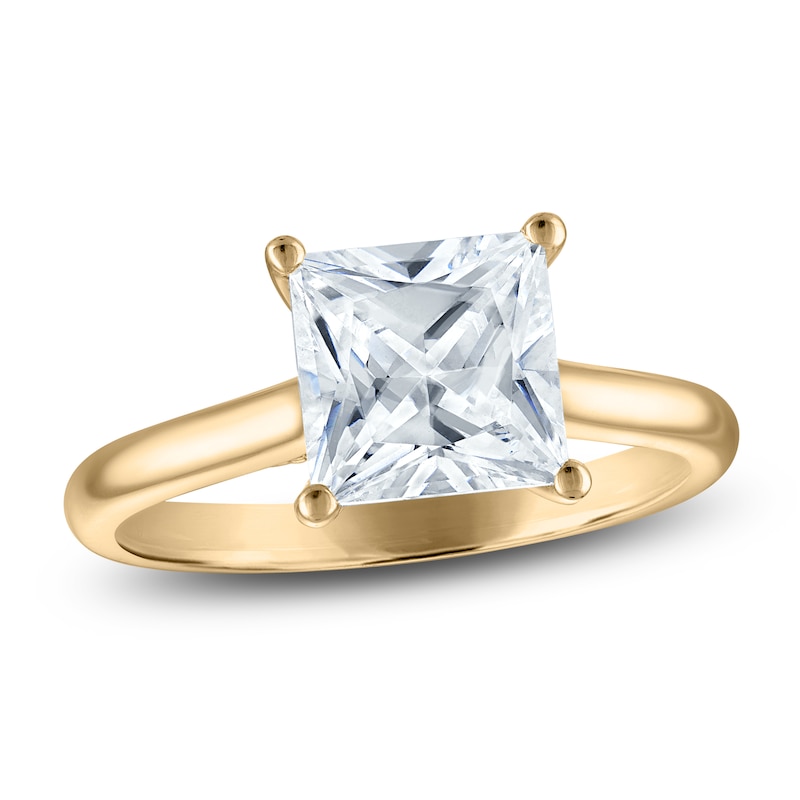 Main Image 1 of Princess-Cut Lab-Grown Diamond Solitaire Plus Engagement Ring 2-5/8 ct tw 18K Yellow Gold (VS2/F)