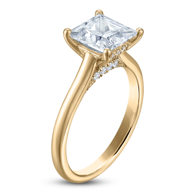 Main Image 2 of Princess-Cut Lab-Grown Diamond Solitaire Plus Engagement Ring 2-5/8 ct tw 18K Yellow Gold (VS2/F)