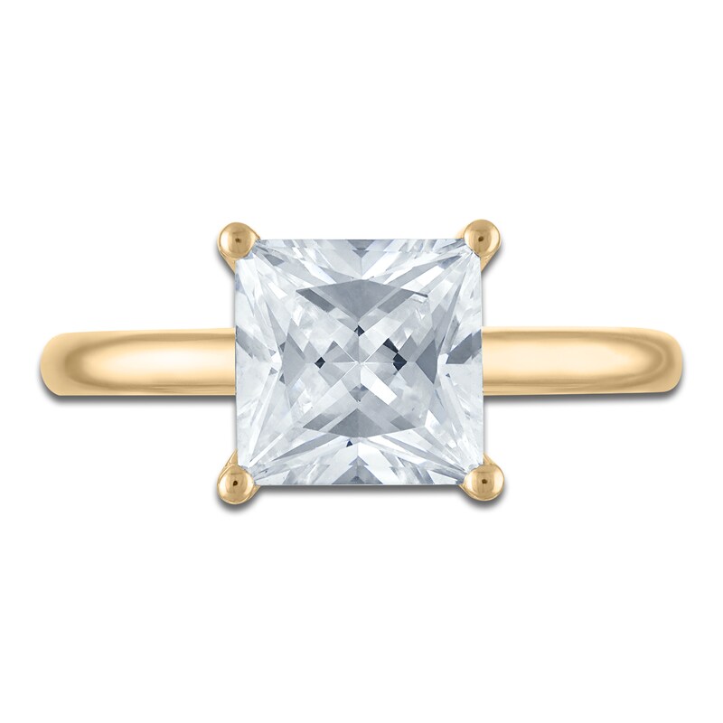 Main Image 3 of Princess-Cut Lab-Grown Diamond Solitaire Plus Engagement Ring 2-5/8 ct tw 18K Yellow Gold (VS2/F)