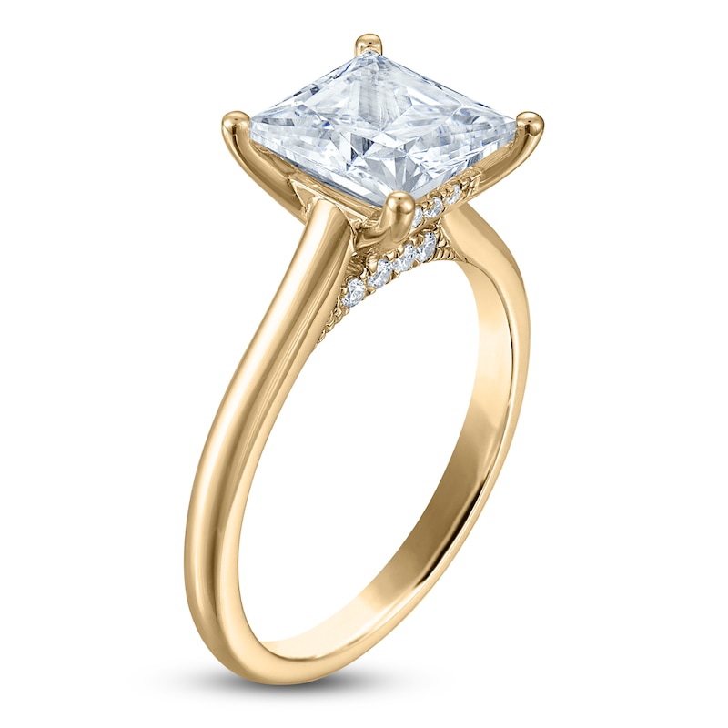 Main Image 2 of Princess-Cut Lab-Grown Diamond Solitaire Plus Engagement Ring 3 ct tw 18K Yellow Gold (VS2/F)