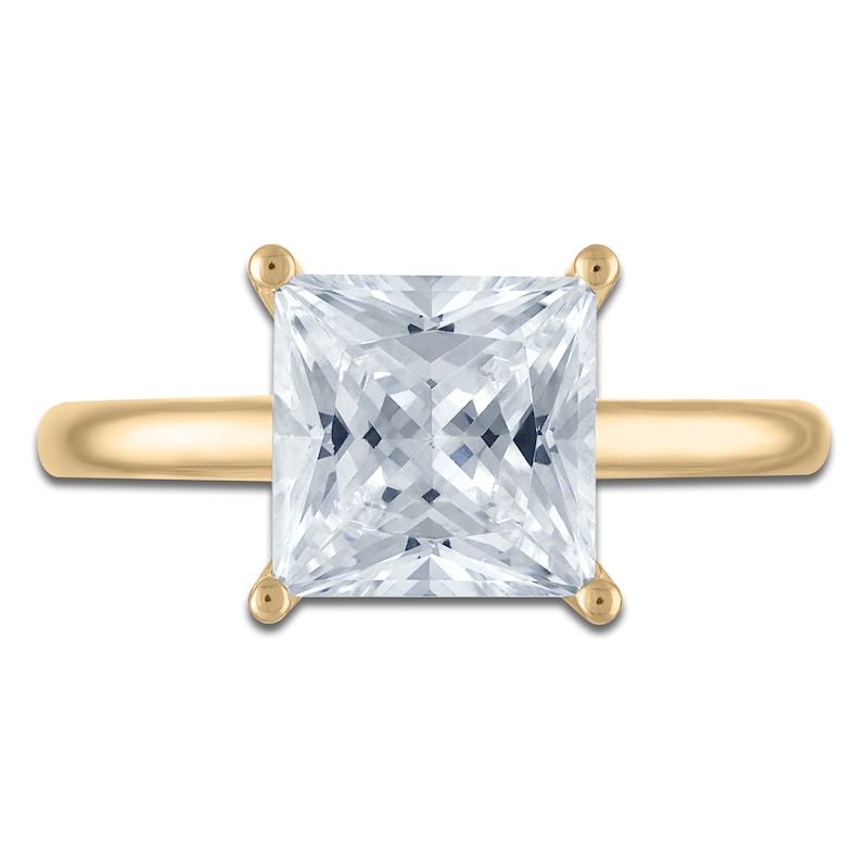 Main Image 3 of Princess-Cut Lab-Grown Diamond Solitaire Plus Engagement Ring 3 ct tw 18K Yellow Gold (VS2/F)