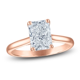 Radiant-Cut Lab-Grown Diamond Solitaire Plus Engagement Ring 2-5/8 ct tw 18K Rose Gold (VS2/F)