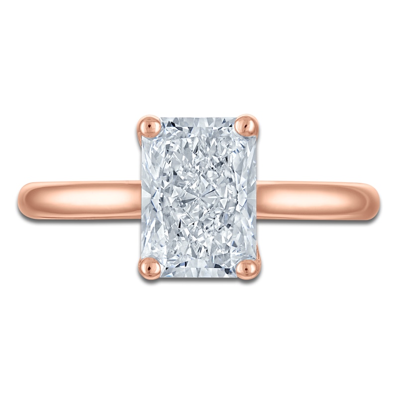 Main Image 3 of Radiant-Cut Lab-Grown Diamond Solitaire Plus Engagement Ring 2-5/8 ct tw 18K Rose Gold (VS2/F)