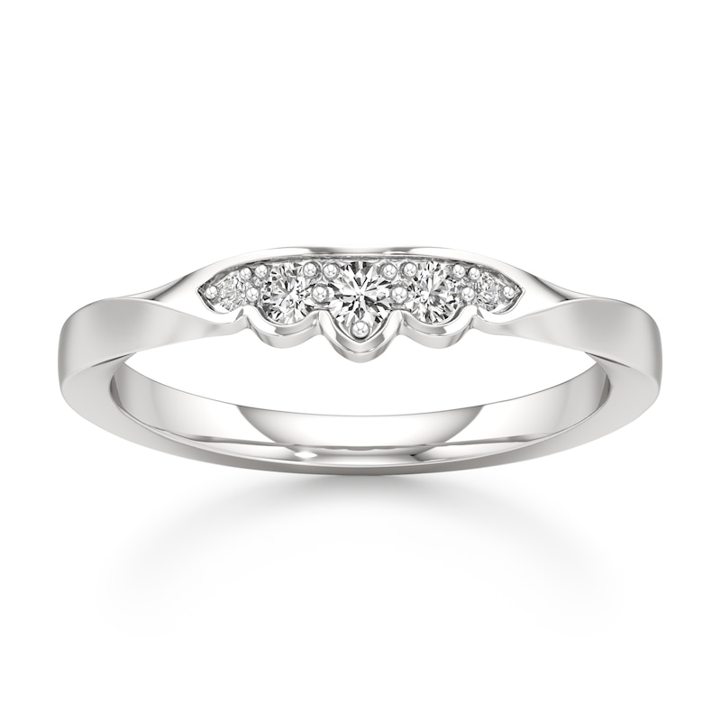 Main Image 1 of J'Lure Lab-Created Diamond Scalloped Wedding Band 1/8 ct tw 18K White Gold
