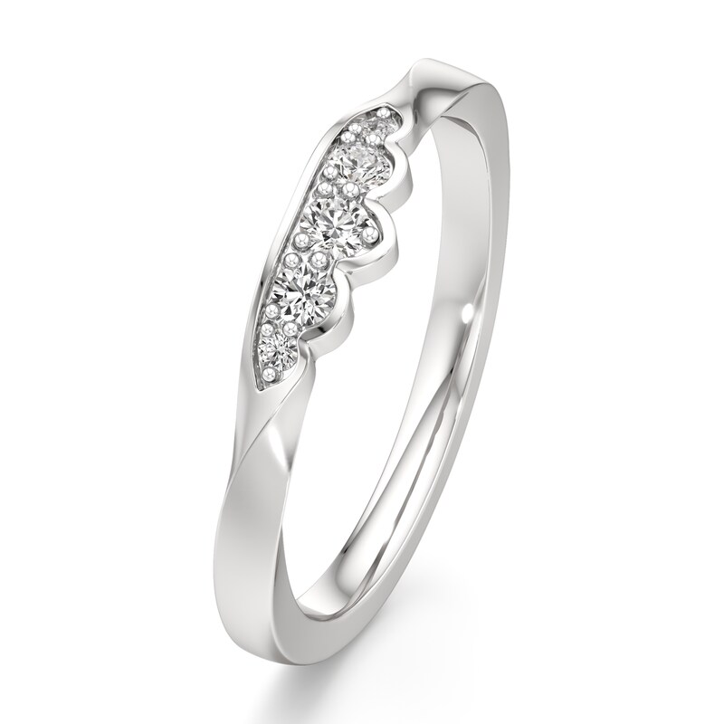 Main Image 4 of J'Lure Lab-Created Diamond Scalloped Wedding Band 1/8 ct tw 18K White Gold