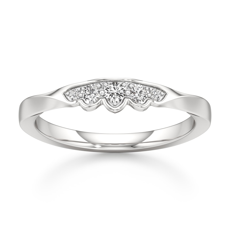 Main Image 1 of J'Lure Lab-Grown Diamond Scalloped Wedding Band 1/8 ct tw 18K White Gold