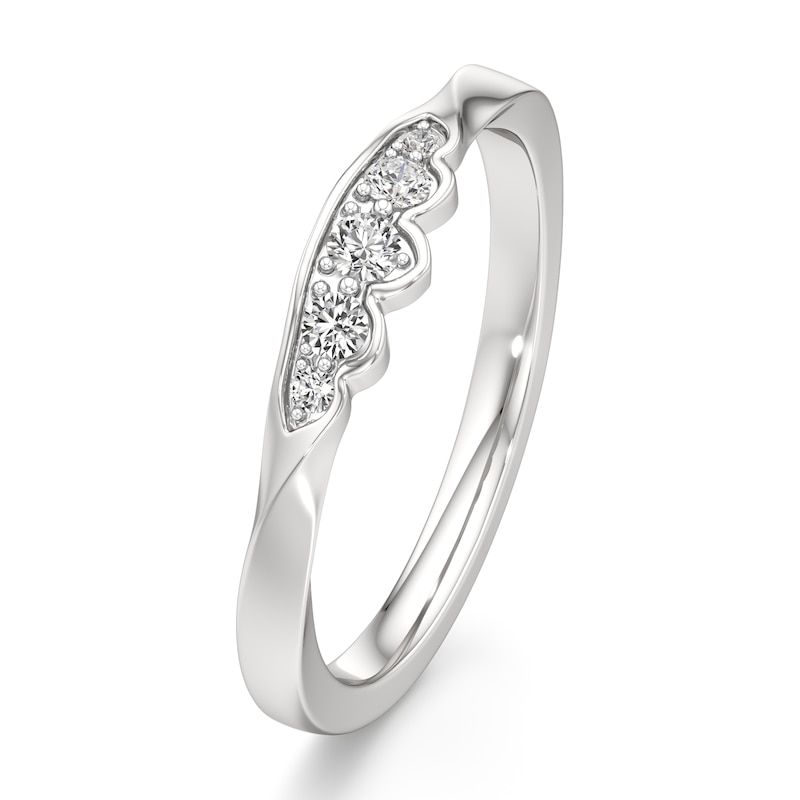 Main Image 4 of J'Lure Lab-Grown Diamond Scalloped Wedding Band 1/8 ct tw 18K White Gold