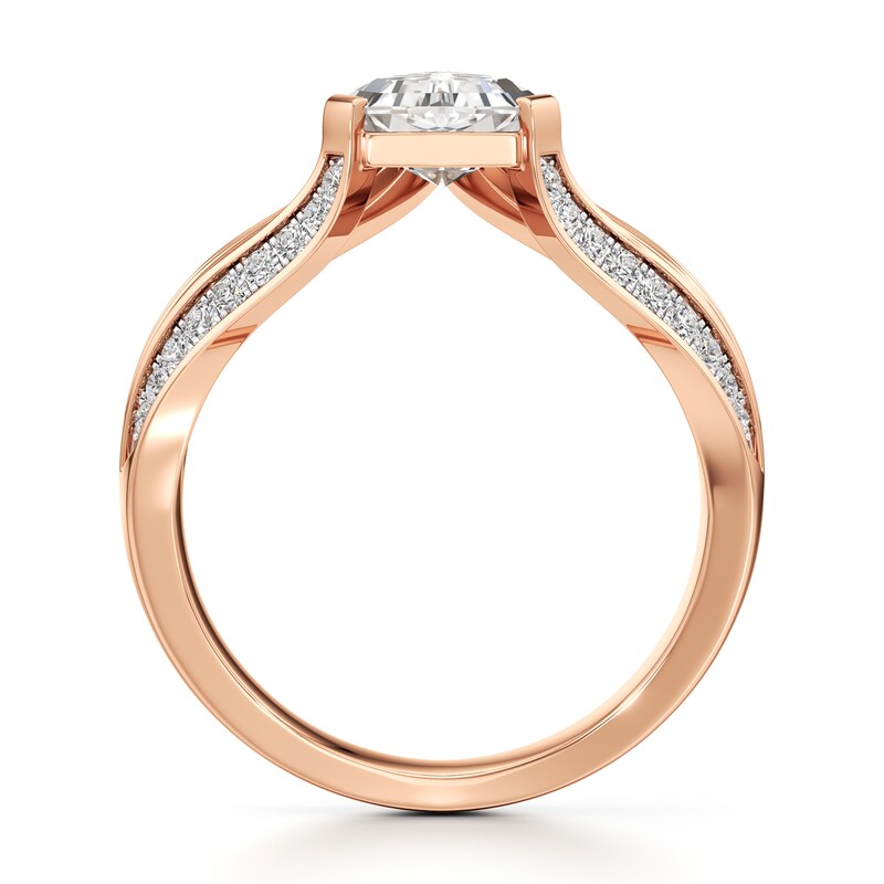 Main Image 2 of J'Lure Lab-Grown Diamond Shield Step-Cut Engagement Ring 1-1/3 ct tw 18K Rose Gold