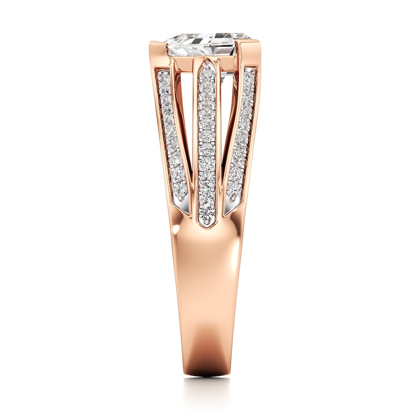 Main Image 3 of J'Lure Lab-Grown Diamond Shield Step-Cut Engagement Ring 1-1/3 ct tw 18K Rose Gold