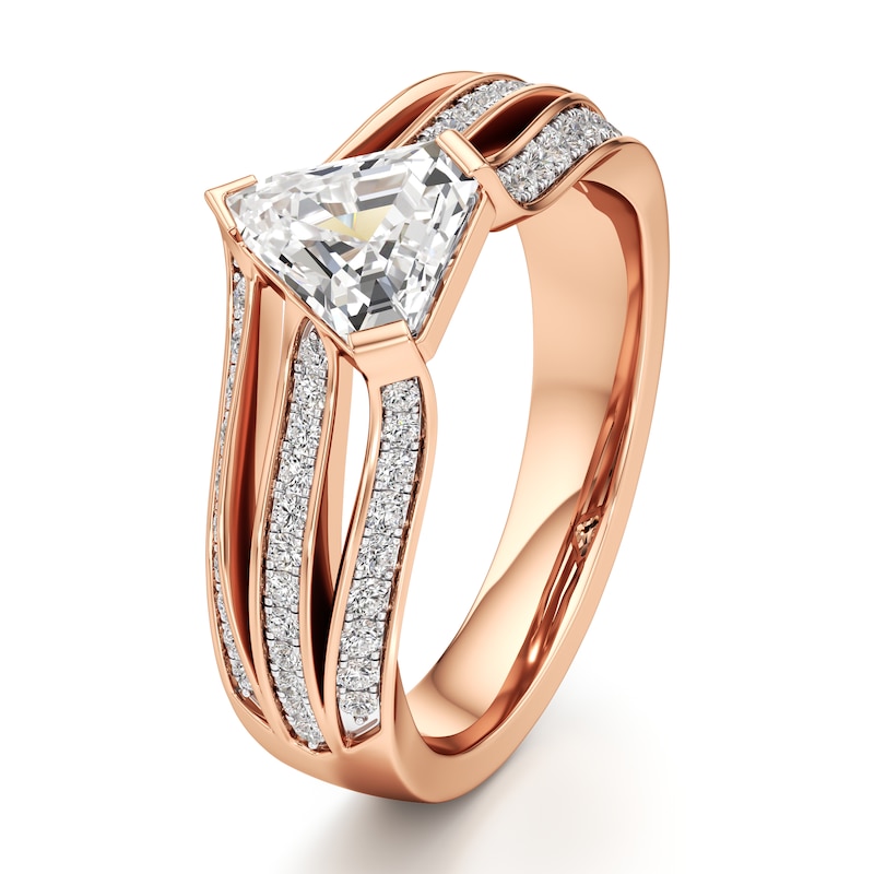 Main Image 4 of J'Lure Lab-Grown Diamond Shield Step-Cut Engagement Ring 1-1/3 ct tw 18K Rose Gold