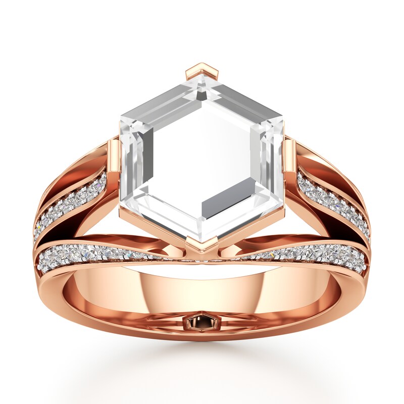 Main Image 1 of J'Lure Lab-Grown Diamond Hexagon Portrait-Cut Engagement Ring 3-1/2 ct tw 18K Rose Gold