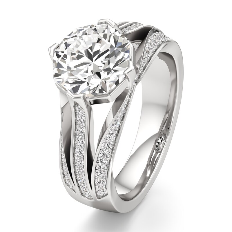Main Image 4 of J'Lure Lab-Grown Diamond Octagon Brilliant-Cut Engagement Ring 3-1/2 ct tw 18K White Gold