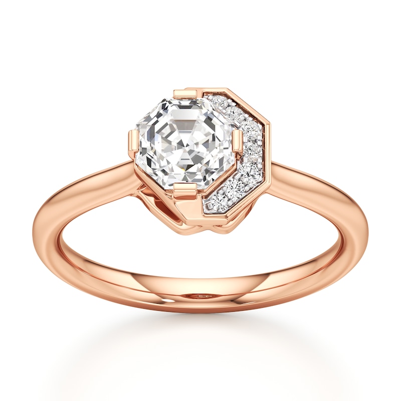 Main Image 1 of J'Lure Octagon Step-Cut Lab-Grown Diamond Half-Halo Engagement Ring 1 ct tw 18K Rose Gold