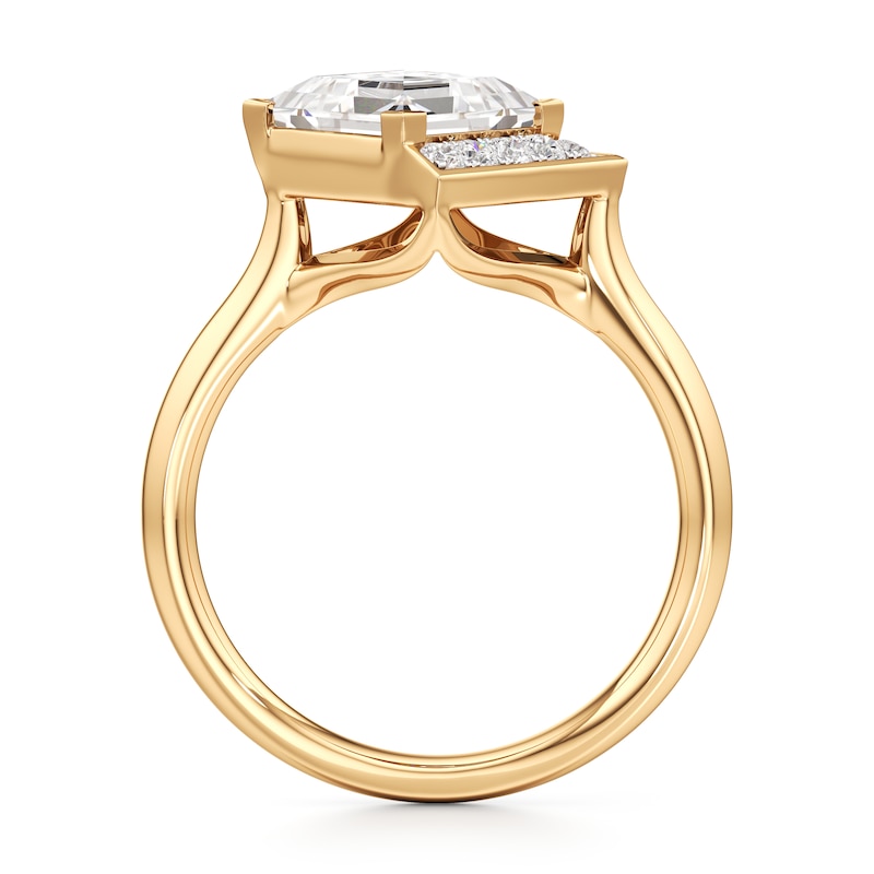 Main Image 2 of J'Lure Carre Step-Cut Lab-Grown Diamond Half-Halo Engagement Ring 2 ct tw 18K Yellow Gold