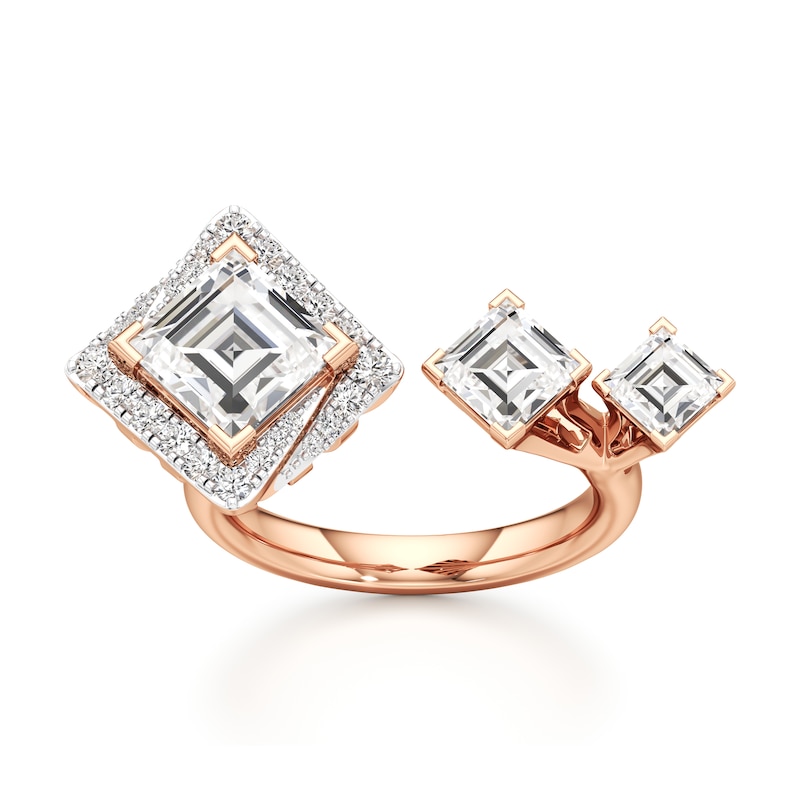 Main Image 1 of J'Lure Carre Step-Cut Lab-Grown Diamond Engagement Ring 3-3/8 ct tw 18K Rose Gold