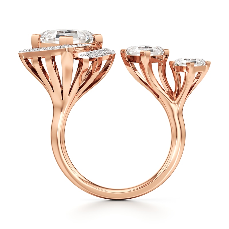 Main Image 2 of J'Lure Carre Step-Cut Lab-Grown Diamond Engagement Ring 3-3/8 ct tw 18K Rose Gold