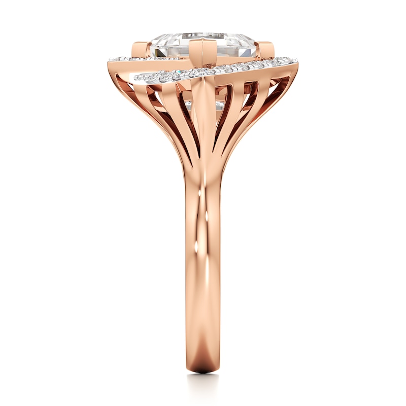 Main Image 3 of J'Lure Carre Step-Cut Lab-Grown Diamond Engagement Ring 3-3/8 ct tw 18K Rose Gold