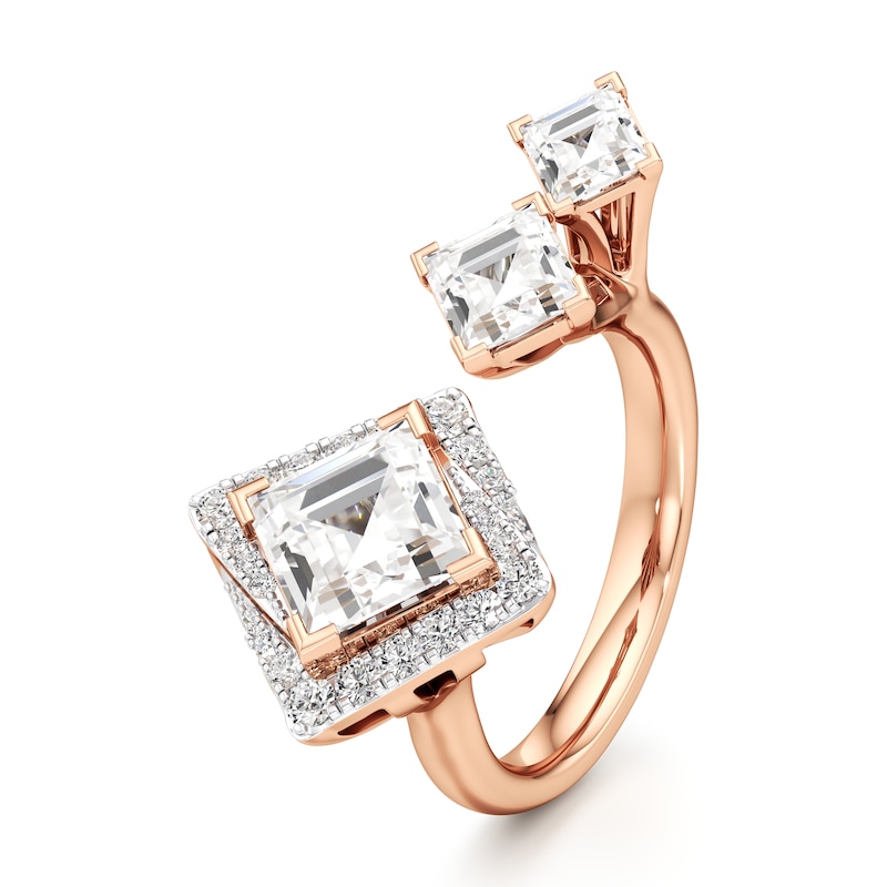 Main Image 4 of J'Lure Carre Step-Cut Lab-Grown Diamond Engagement Ring 3-3/8 ct tw 18K Rose Gold