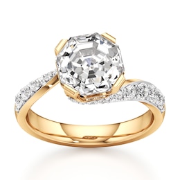 J'Lure Octagon Step-Cut Lab-Grown Diamond Bypass Engagement Ring 3-1/2 ct tw 18K Yellow Gold