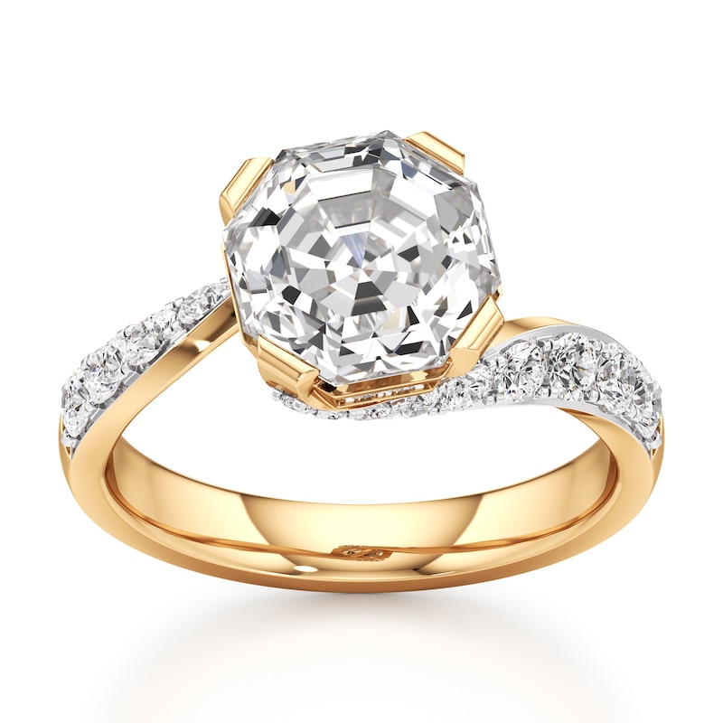 Main Image 1 of J'Lure Octagon Step-Cut Lab-Grown Diamond Bypass Engagement Ring 3-1/2 ct tw 18K Yellow Gold