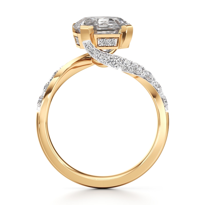 Main Image 2 of J'Lure Octagon Step-Cut Lab-Grown Diamond Bypass Engagement Ring 3-1/2 ct tw 18K Yellow Gold
