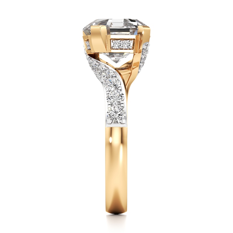 Main Image 3 of J'Lure Octagon Step-Cut Lab-Grown Diamond Bypass Engagement Ring 3-1/2 ct tw 18K Yellow Gold