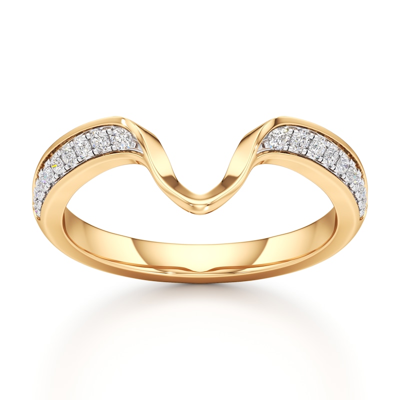 Main Image 1 of J'Lure Lab-Created Diamond Contour Wedding Band 1/6 ct tw 18K Yellow Gold