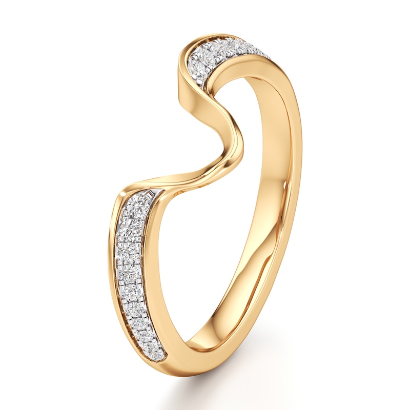 Main Image 4 of J'Lure Lab-Created Diamond Contour Wedding Band 1/6 ct tw 18K Yellow Gold