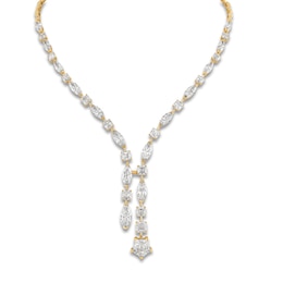J'Lure Pentagon Brilliant-Cut, Moval Old-Cut & Square Emerald Step-Cut Lab-Grown Diamond Y-Drop Necklace 30-7/8 ct tw 14K Yellow Gold 17.5"