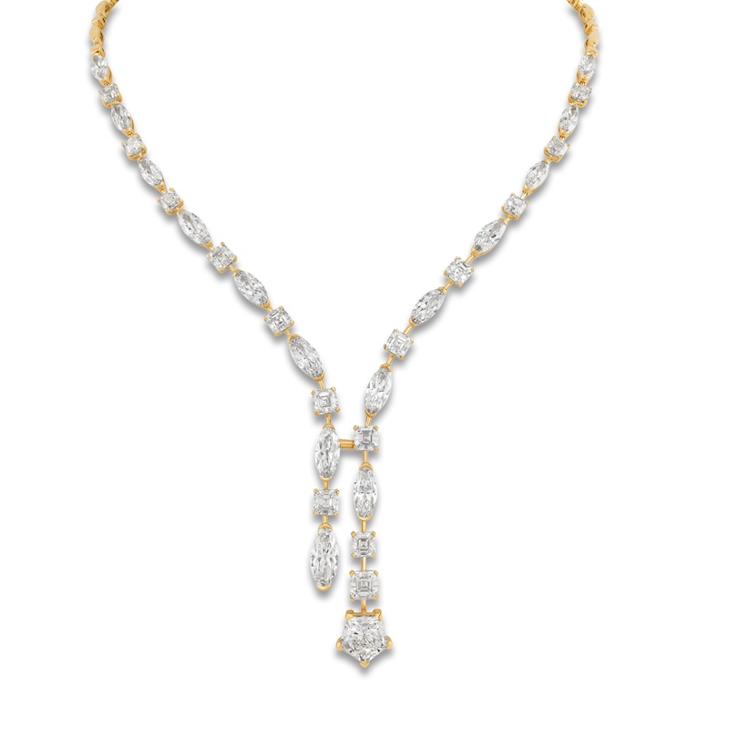 Main Image 1 of J'Lure Pentagon Brilliant-Cut, Moval Old-Cut & Square Emerald Step-Cut Lab-Grown Diamond Y-Drop Necklace 30-7/8 ct tw 14K Yellow Gold 17.5"