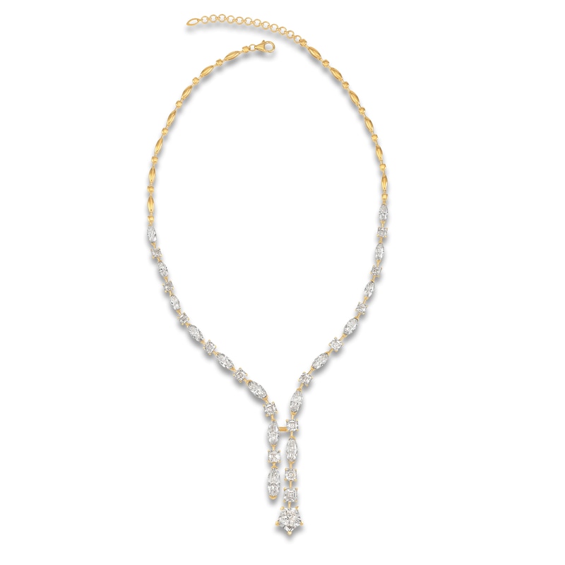 Main Image 2 of J'Lure Pentagon Brilliant-Cut, Moval Old-Cut & Square Emerald Step-Cut Lab-Grown Diamond Y-Drop Necklace 30-7/8 ct tw 14K Yellow Gold 17.5"