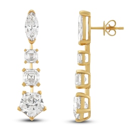J'Lure Moval Old-Cut, Square Emerald Step-Cut & Pentagon Brilliant-Cut Lab-Grown Diamond Drop Earrings 8 ct tw 14K Yellow Gold