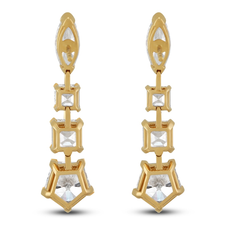 Main Image 3 of J'Lure Moval Old-Cut, Square Emerald Step-Cut & Pentagon Brilliant-Cut Lab-Grown Diamond Drop Earrings 8 ct tw 14K Yellow Gold