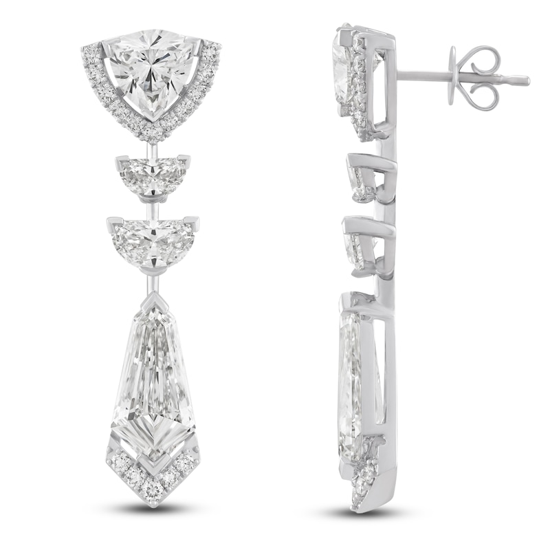 Main Image 1 of J'Lure Tie Step-Cut, Half Moon Brilliant-Cut, Trillion Curved Brilliant-Cut, Round-Cut Lab-Grown Diamond Drop Earrings 8 ct tw 14K White Gold