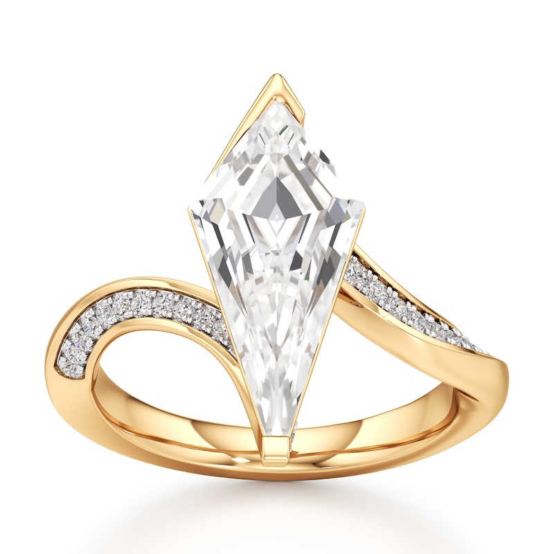 Main Image 1 of J'Lure Kite Step-Cut Lab-Grown Diamond Bypass Engagement Ring 3-1/5 ct tw 18K Yellow Gold