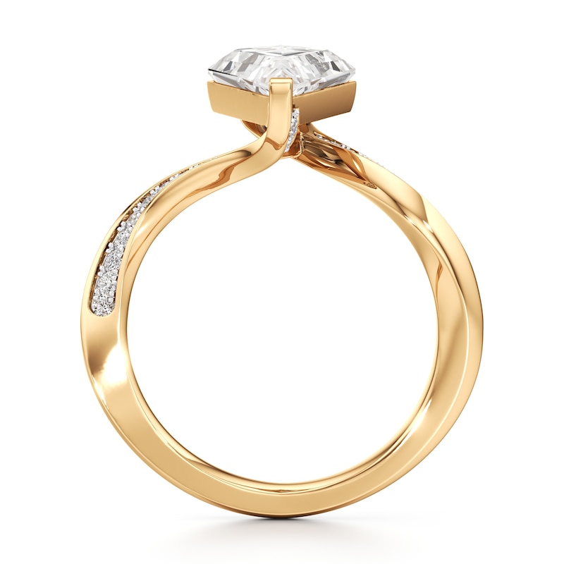 Main Image 2 of J'Lure Kite Step-Cut Lab-Grown Diamond Bypass Engagement Ring 3-1/5 ct tw 18K Yellow Gold